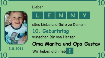 Glückwunschanzeige von Lenny  von Die Norddeutsche