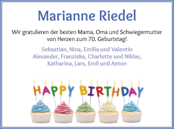 Glückwunschanzeige von Marianne Riedel von WESER-KURIER
