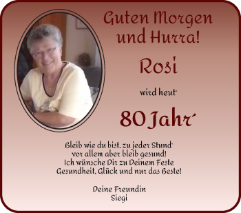 Glückwunschanzeige von Rosi  von Die Norddeutsche