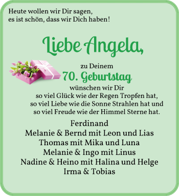 Glückwunschanzeige von Angela  von Wuemme Zeitung