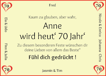Glückwunschanzeige von Anne  von Osterholzer Kreisblatt