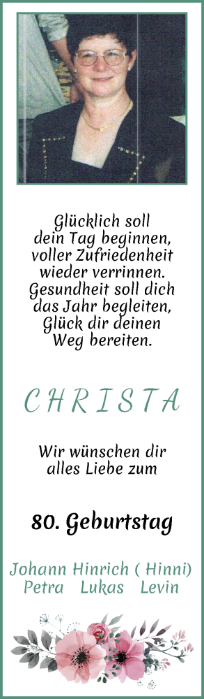 Glückwunschanzeige von Christa  von Osterholzer Kreisblatt
