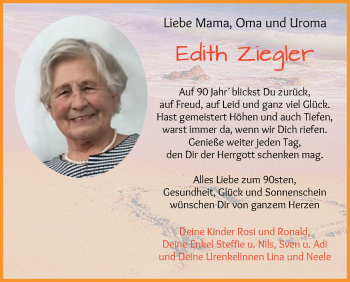 Glückwunschanzeige von Edith Ziegler von Die Norddeutsche