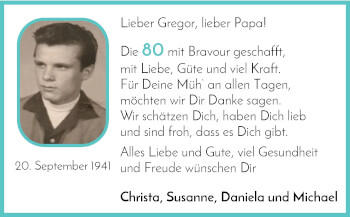 Glückwunschanzeige von Gregor  von Die Norddeutsche