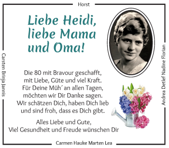 Glückwunschanzeige von Heidi Niewiem von Die Norddeutsche