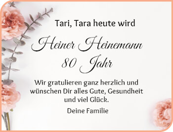Glückwunschanzeige von Heiner Heinemann von WESER-KURIER