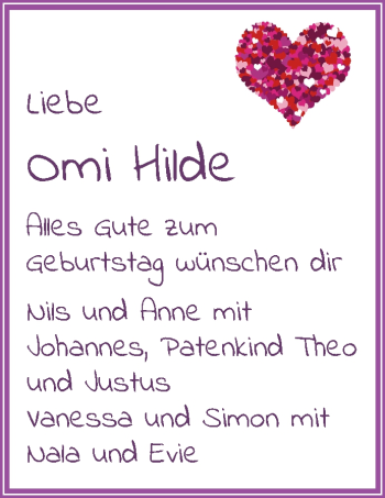 Glückwunschanzeige von Omi Hilde  von Die Norddeutsche