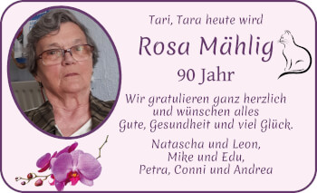 Glückwunschanzeige von Rosa Mählig von WESER-KURIER