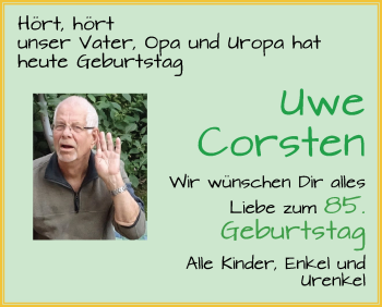 Glückwunschanzeige von Uwe Corsten von WESER-KURIER