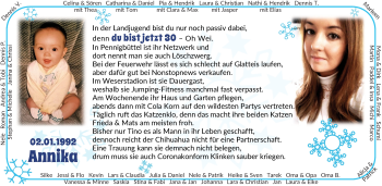 Glückwunschanzeige von Annika  von Osterholzer Kreisblatt