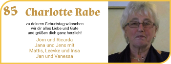 Glückwunschanzeige von Charlotte Rabe von WESER-KURIER