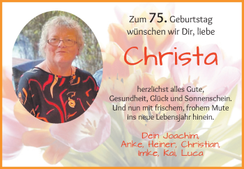 Glückwunschanzeige von Christa Rohdenburg von Wuemme Zeitung