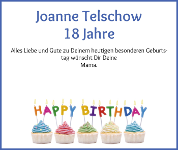 Glückwunschanzeige von Joanne Teschow von Die Norddeutsche