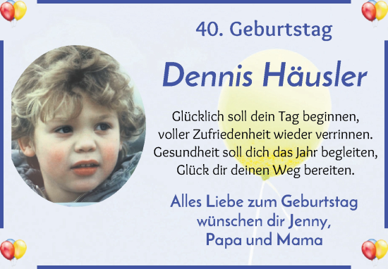 Glückwunschanzeige von Dennis Häusler von WESER-KURIER