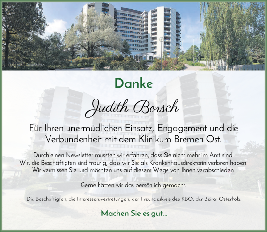 Glückwunschanzeige von Judith Borsch von WESER-KURIER
