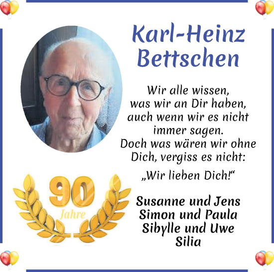 Glückwunschanzeige von Karl-Heinz Bettschen von Die Norddeutsche