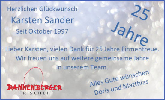 Glückwunschanzeige von Karsten Sander von Wuemme Zeitung