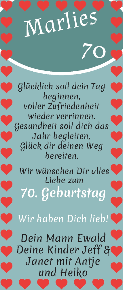Glückwunschanzeige von Marlies  von Die Norddeutsche