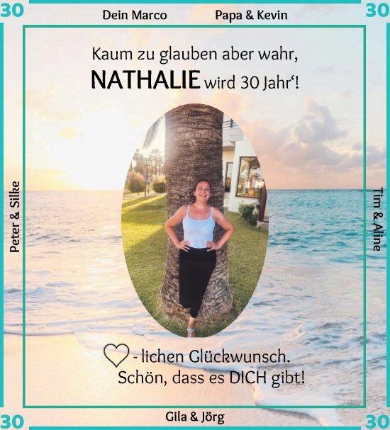Glückwunschanzeige von Nathalie Schütze von Osterholzer Kreisblatt