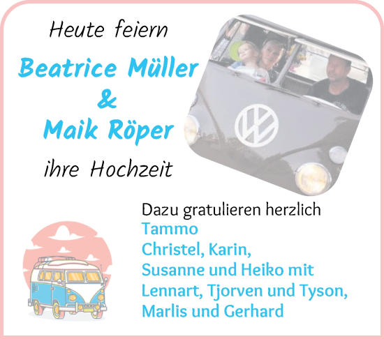 Glückwunschanzeige von Beatrice / Maik Müller / Röper von Osterholzer Kreisblatt