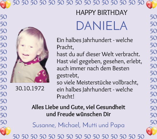 Glückwunschanzeige von Daniela Knobel von Die Norddeutsche