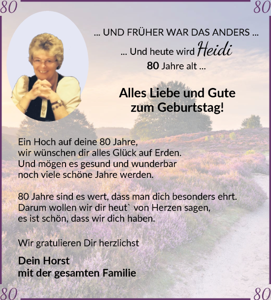Glückwunschanzeige von Heidi  von Osterholzer Kreisblatt