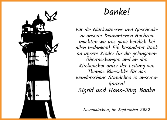 Glückwunschanzeige von Sigrid und Hans-Jörg Baake von Die Norddeutsche