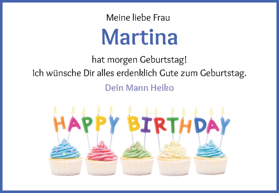 Glückwunschanzeige von Martina  von Die Norddeutsche
