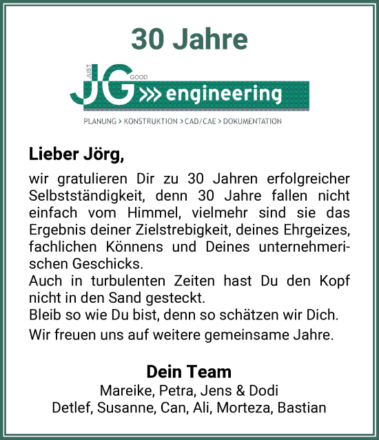 Glückwunschanzeige von Jörg  von WESER-KURIER