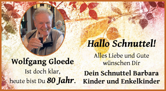 Glückwunschanzeige von Wolfgang Gloede von WESER-KURIER
