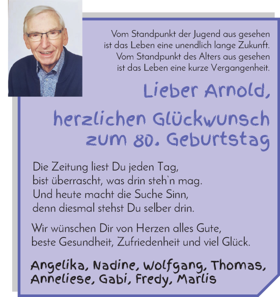 Glückwunschanzeige von Arnold  von Osterholzer Kreisblatt