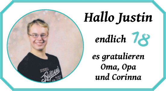 Glückwunschanzeige von Justin Sander von WESER-KURIER