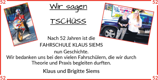 Glückwunschanzeige von Klaus und Brigitte Siems von Osterholzer Kreisblatt