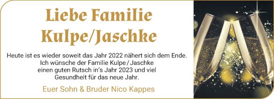 Glückwunschanzeige von Liebe Familie Kulpe/Jaschke von WESER-KURIER