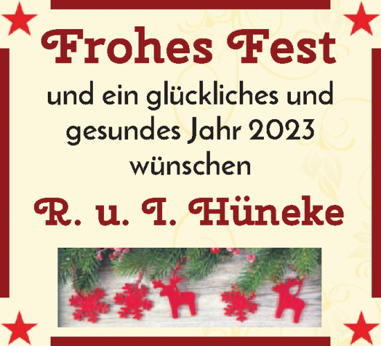 Glückwunschanzeige von R. u. I. Hüneke von WESER-KURIER
