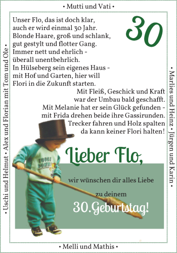 Glückwunschanzeige von Flo  von Osterholzer Kreisblatt