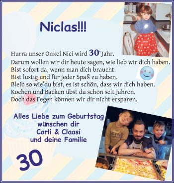 Glückwunschanzeige von Nici C. von Osterholzer Kreisblatt
