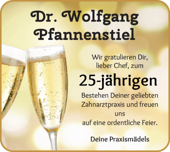 Glückwunschanzeige von Wolfgang Pfannenstiel von WESER-KURIER