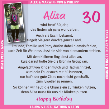 Glückwunschanzeige von Alisa  von Wuemme Zeitung