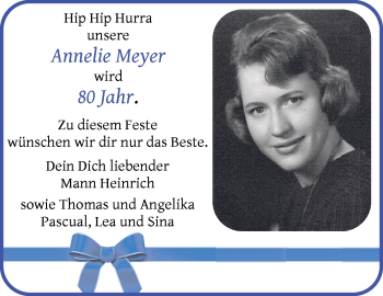 Glückwunschanzeige von Annelie Meyer von WESER-KURIER