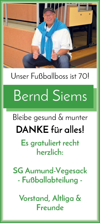 Glückwunschanzeige von Bernd Siems von Die Norddeutsche