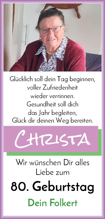 Glückwunschanzeige von Christa  von WESER-KURIER