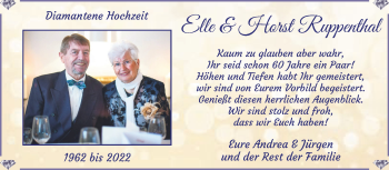 Glückwunschanzeige von Elle und Horst Ruppenthal von WESER-KURIER
