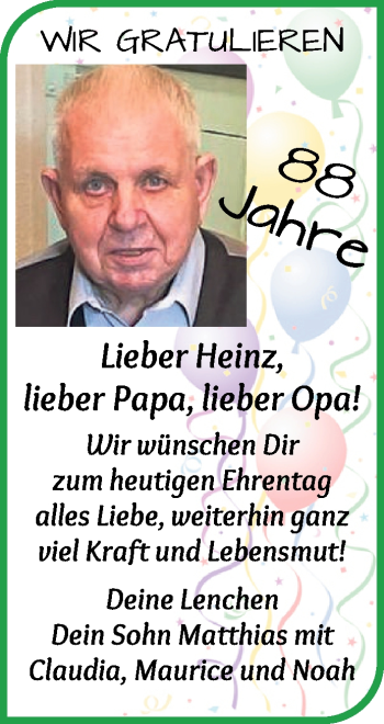 Glückwunschanzeige von Heinz  von WESER-KURIER