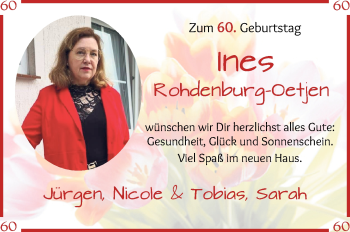 Glückwunschanzeige von Ines Rohdenburg-Oetjen von WESER-KURIER