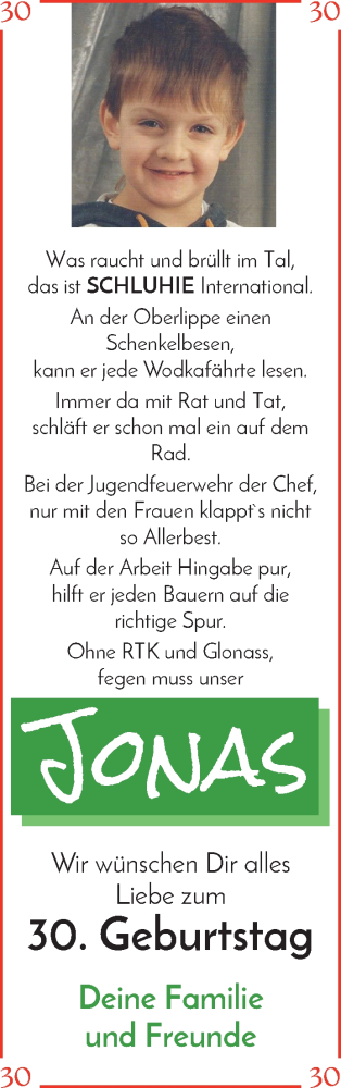 Glückwunschanzeige von Jonas  von Wuemme Zeitung