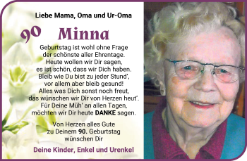 Glückwunschanzeige von Minna Enkelken von Wuemme Zeitung