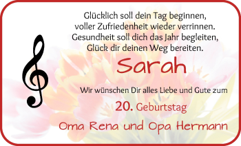 Glückwunschanzeige von Sarah Stelter von WESER-KURIER