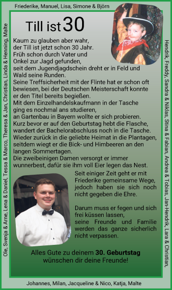 Glückwunschanzeige von Till  von Wuemme Zeitung