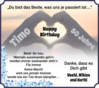 Glückwunschanzeige von Timo Husmann von Wuemme Zeitung